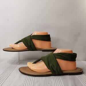Torrid Fabric T-Strap Sandals Extra Wide Women's Size 11.5WW Dark Green